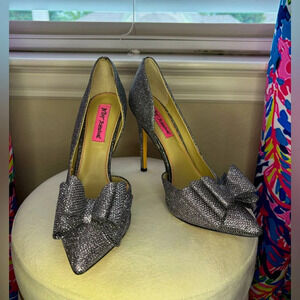 Betsey Johnson Silver Heels with Bow